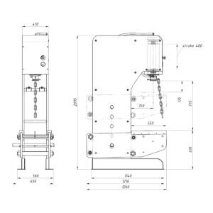 60 Ton C-frame Workshop Combo Press Machine with dimensions