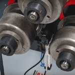 Close-up of bending guide distance traveled meter on AMB Series Profile Bender Ring Roller