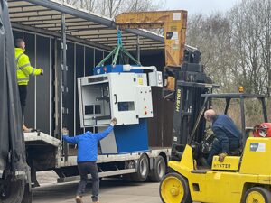 100 ton C frame press with high tech HMI Being loaded to be installed at customers facility