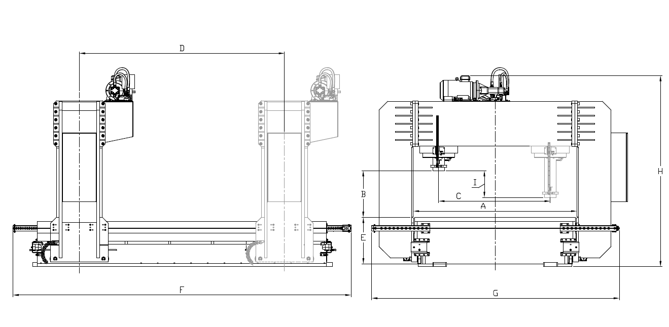 Straightening Portal Press with Motorised Movable Portal Dimensions